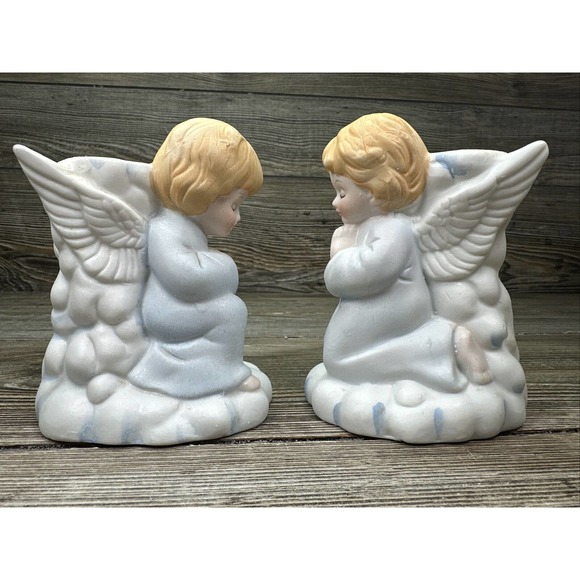 Vintage Praying Angel Children Taper Candle Holders Porcelain Made In Taiwan - Picture 4 of 6
